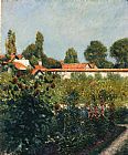 Petit Paintings - The Garden of Petit Gennevillers, the Pink Roofs by Gustave Caillebotte